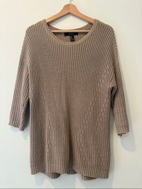 Relaxed Knit Crewneck Sweater in Taupe